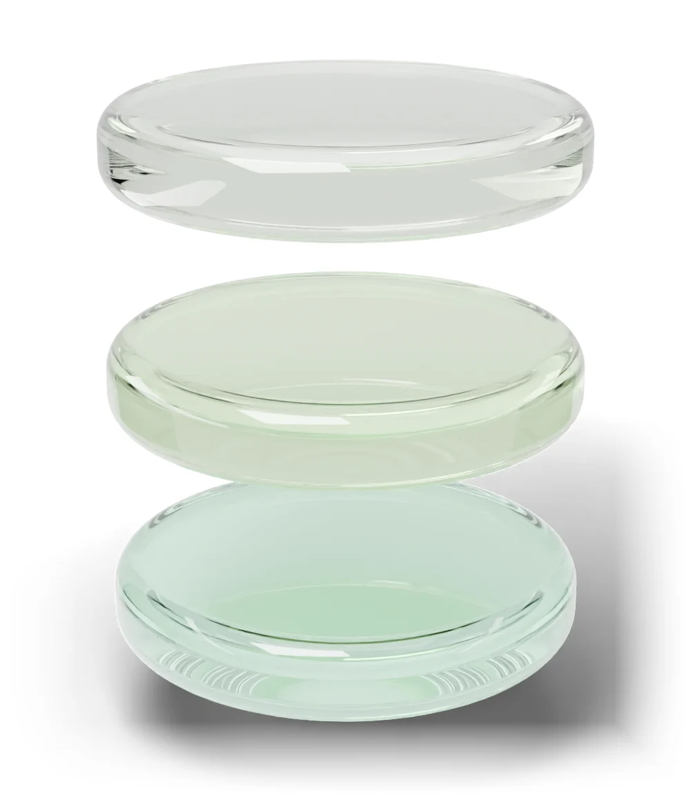Three lime glass discs